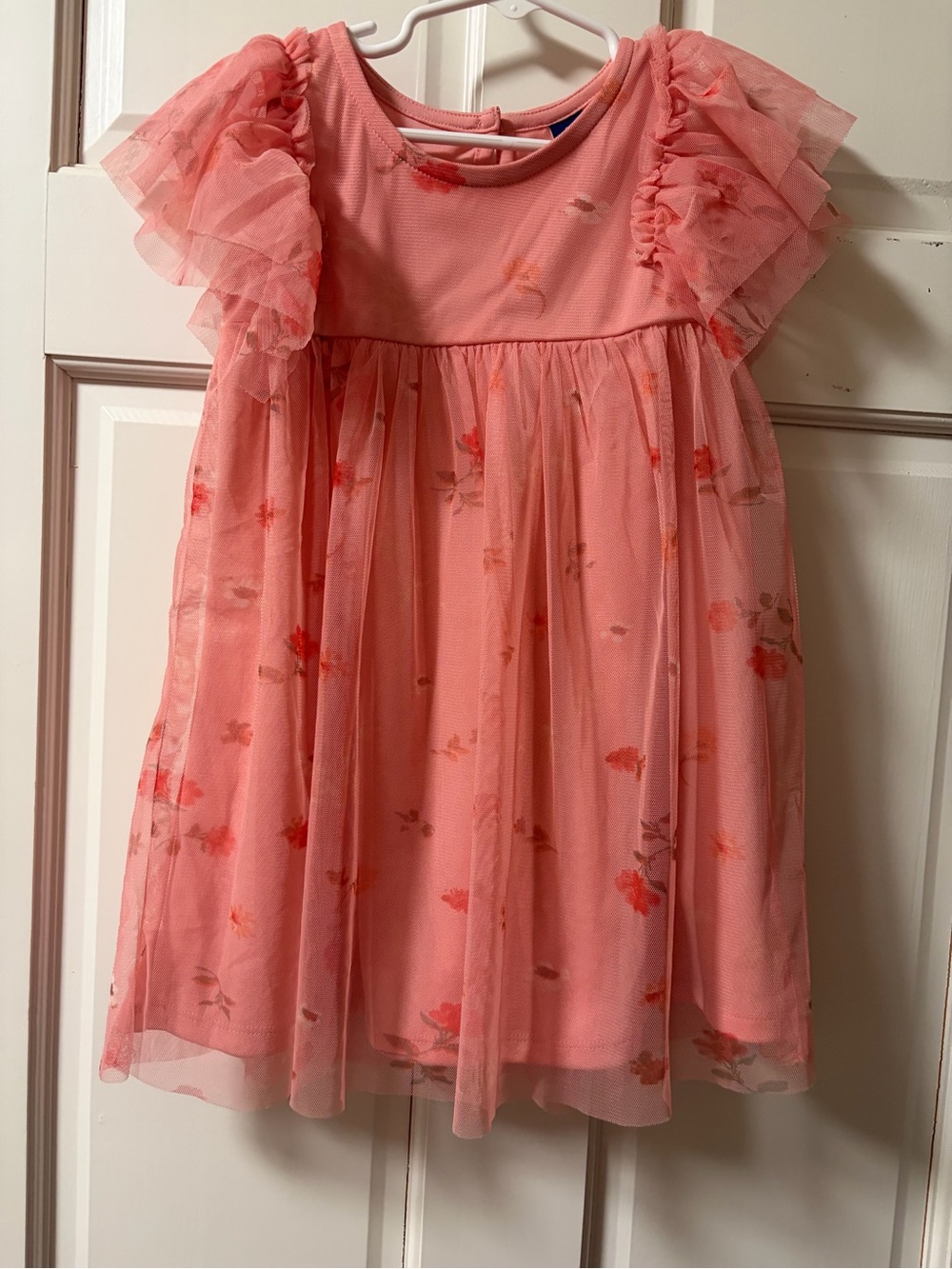 Old Navy Coral Pink Floral Tulle Dress